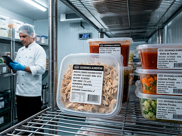Etiqueta de segurança alimentar com data de validade e responsável — ANVISA
