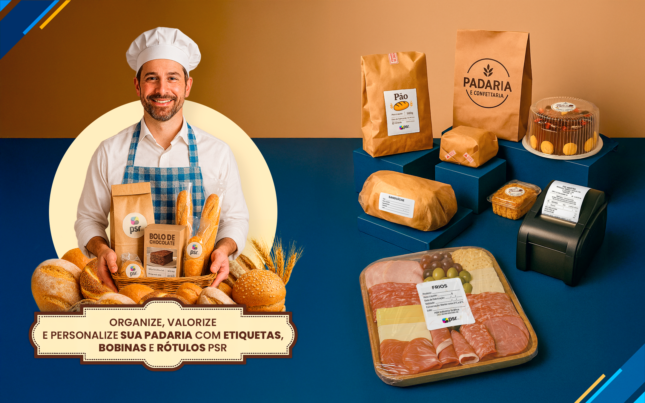 Produtos PSR para padarias: etiquetas térmicas, bobinas PDV e rótulos personalizados para balcão de padaria